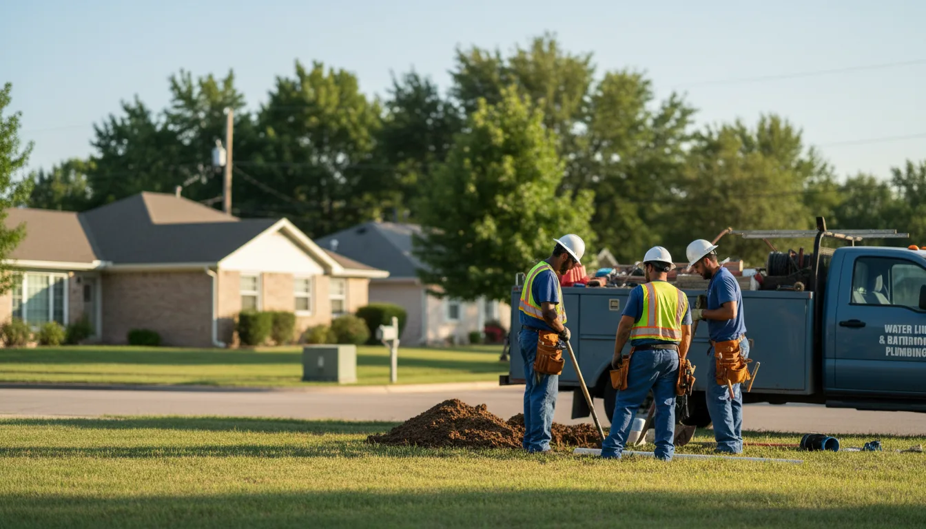 Residential water line and bathroom plumbing service in Keota, OK